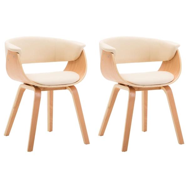 Esszimmerstühle 2 Stk. Creme Bugholz und Kunstleder