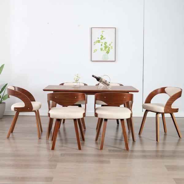 ARDEBO.de - Esszimmerstühle 6 Stk. Creme Bugholz und Kunstleder
