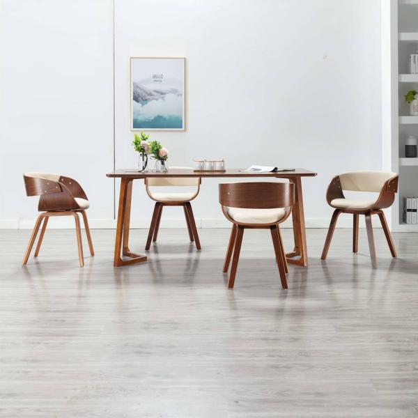 ARDEBO.de - Esszimmerstühle 4 Stk. Creme Bugholz und Kunstleder