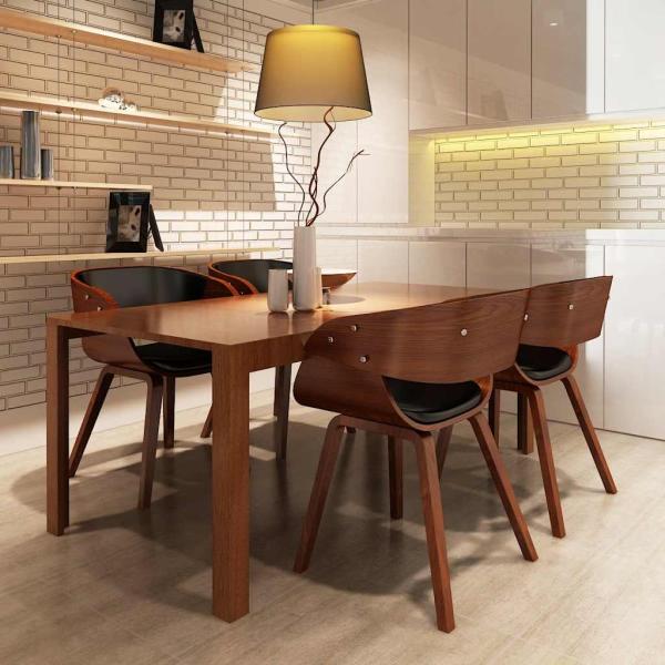 ARDEBO.de - Esszimmerstühle 4 Stk. Braun Bugholz und Kunstleder