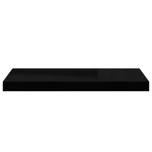 Schweberegale 2 Stk. Hochglanz-Schwarz 60x23,5x3,8 cm MDF