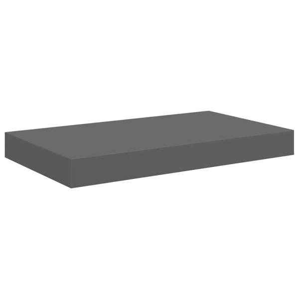 Schweberegale 2 Stk. Hochglanz-Grau 40x23,5x3,8 cm MDF