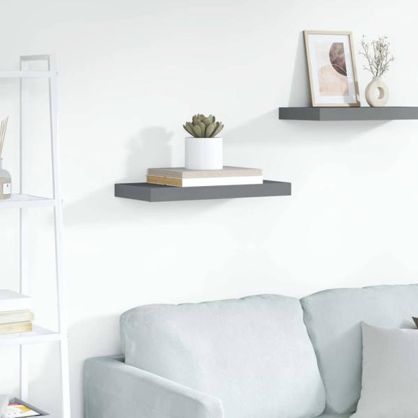 ARDEBO.de - Schweberegal Hochglanz-Grau 50x23,5x3,8 cm MDF