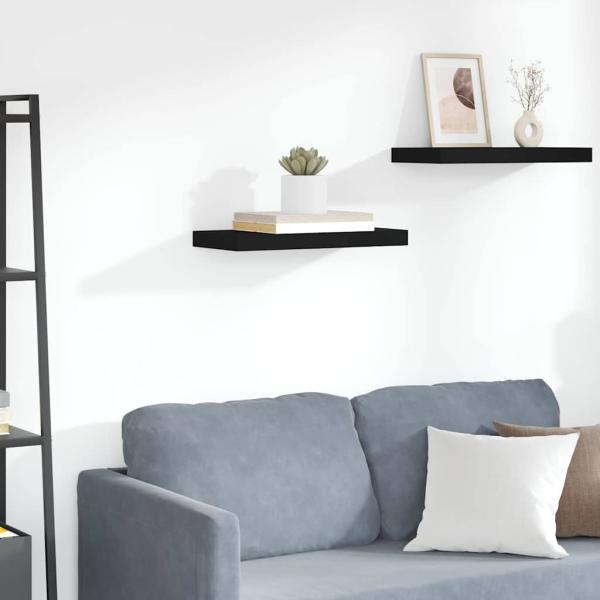 ARDEBO.de - Schweberegal Schwarz 50x23,5x3,8 cm MDF