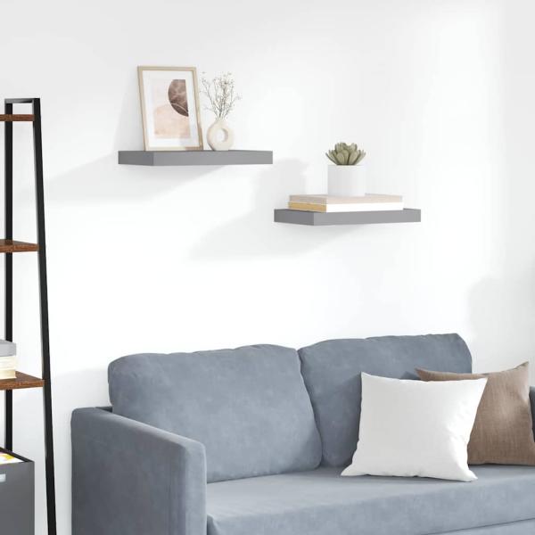 ARDEBO.de - Schwebende Wandregale 2 Stk. Grau 40x23,5x3,8cm MDF
