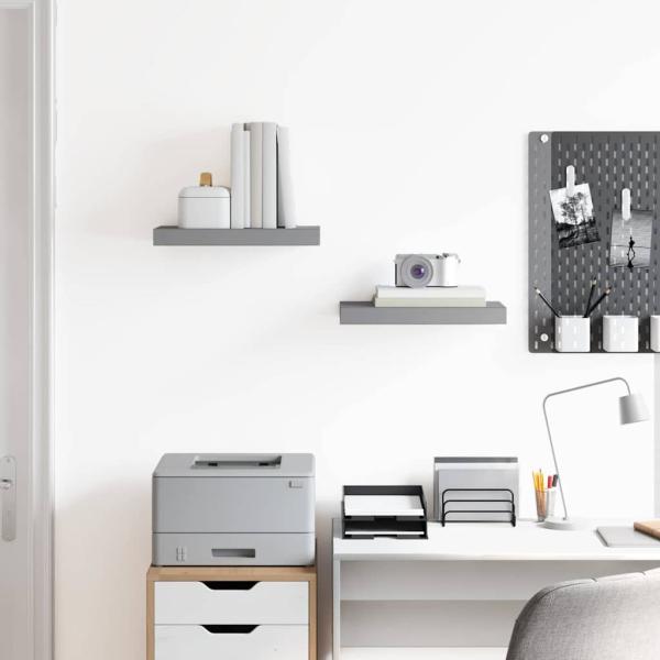 Schwebende Wandregale 2 Stk. Grau 40x23,5x3,8cm MDF