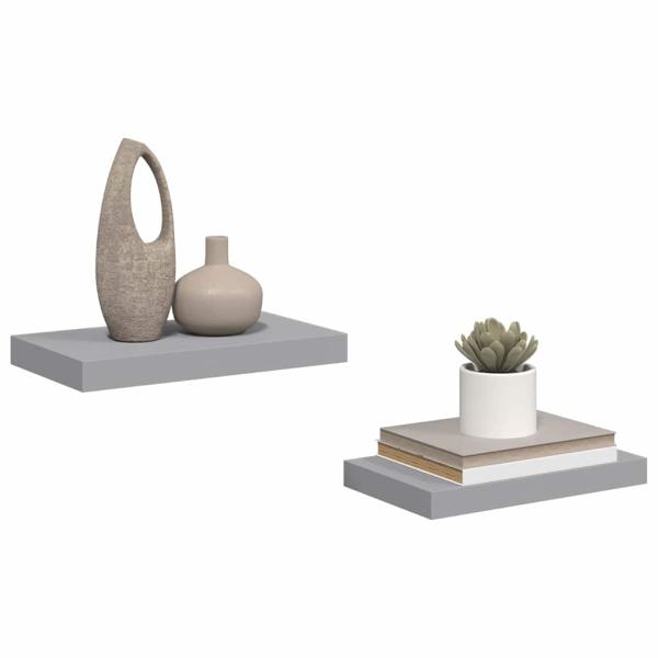 Schwebende Wandregale 2 Stk. Grau 40x23,5x3,8cm MDF