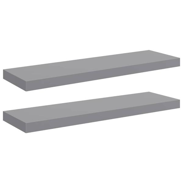 Schweberegale 2 Stk. Grau 80x23,5x3,8 cm MDF