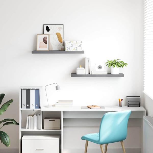 Schweberegale 2 Stk. Grau 80x23,5x3,8 cm MDF
