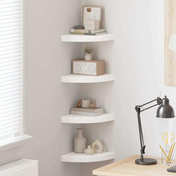ARDEBO.de - Eck-Schweberegale 4 Stk. Wei? 25x25x3,8 cm MDF