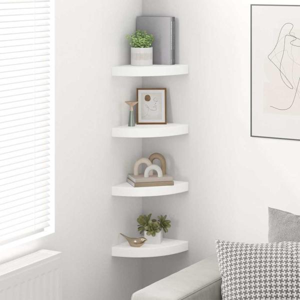Eck-Schweberegale 4 Stk. Wei? 25x25x3,8 cm MDF