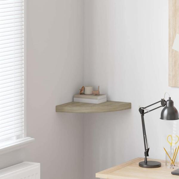 ARDEBO.de - Eck-Schweberegal Eichen-Optik 35x35x3,8 cm MDF