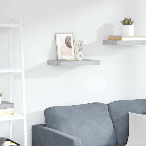 ARDEBO.de - Schweberegal Betongrau 40x23,5x3,8 cm MDF