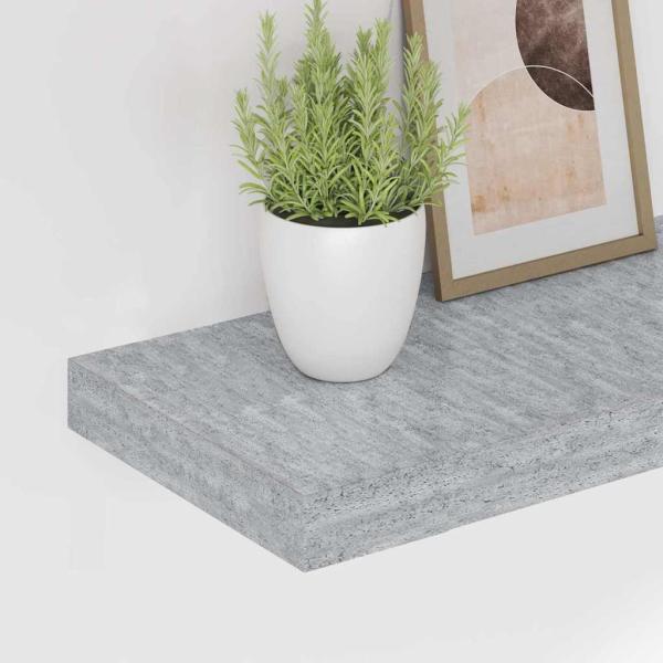 Schweberegale 2 Stk. Betongrau 80x23,5x3,8 cm MDF