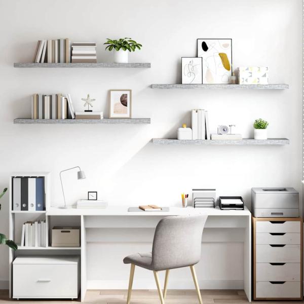 Schweberegale 4 Stk. Betongrau 120x23,5x3,8 cm MDF