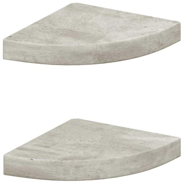 Eck-Schweberegale 2 Stk. Betongrau 25x25x3,8 cm MDF