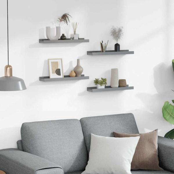 Wandregale 4 Stk. Grau 40x9x3 cm