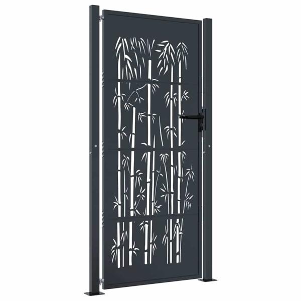 Gartentor Anthrazit 100x200 cm Stahl Bambus-Design