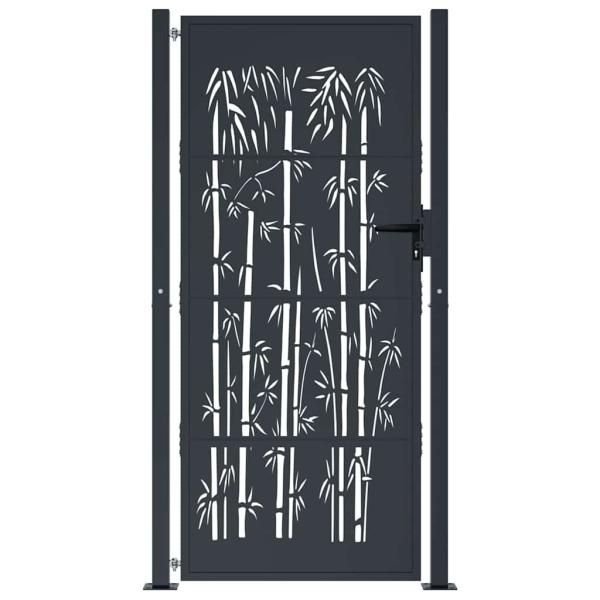 Gartentor Anthrazit 100x200 cm Stahl Bambus-Design