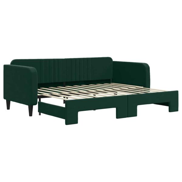 Tagesbett Ausziehbar Dunkelgrün 90x200 cm Samt