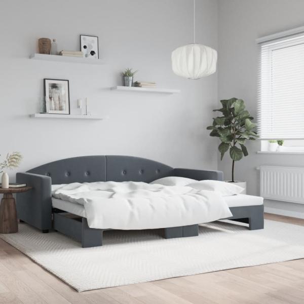 ARDEBO.de - Tagesbett Ausziehbar Dunkelgrau 90x200 cm Samt