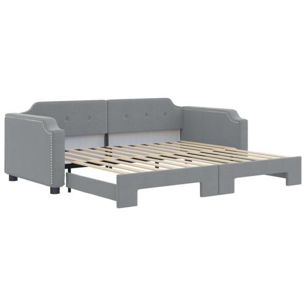 Tagesbett Ausziehbar Hellgrau 100x200 cm Stoff