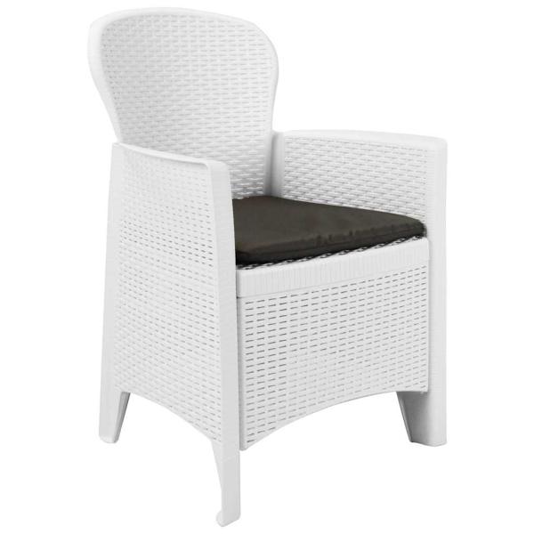 9-tlg. Garten-Essgruppe Kunststoff Weiß Rattan-Optik