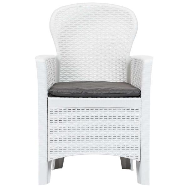 9-tlg. Garten-Essgruppe Kunststoff Weiß Rattan-Optik