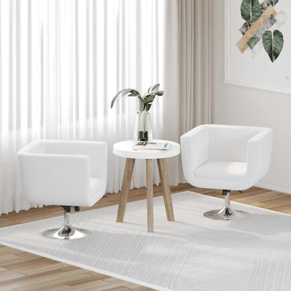 ARDEBO.de - Barsessel 2 Stk. Weiß Kunstleder