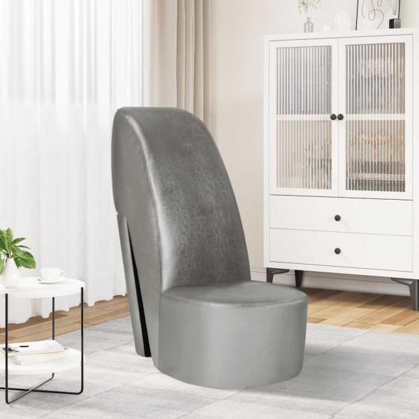 ARDEBO.de - Stuhl in Stöckelschuh-Form Silbern Kunstleder