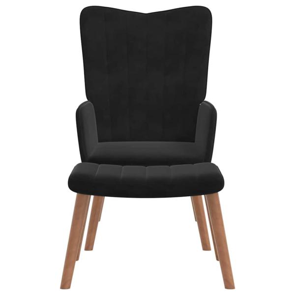 Relaxsessel mit Hocker Schwarz Samt