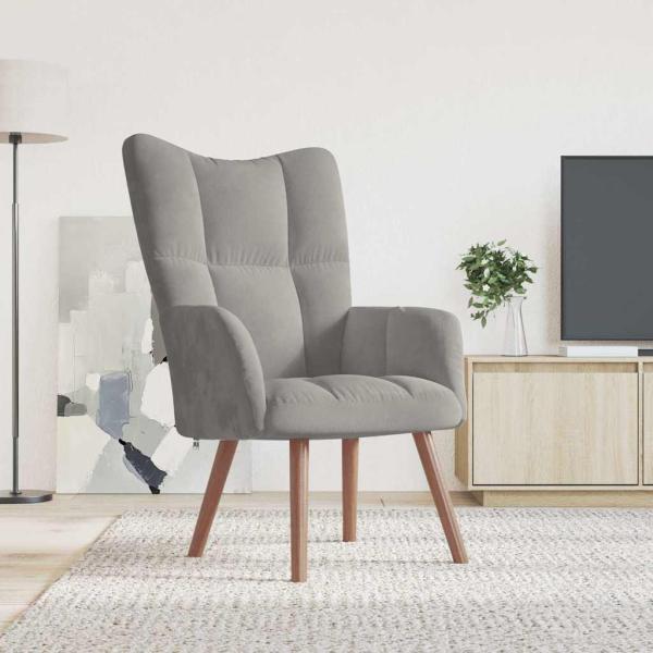 ARDEBO.de - Relaxsessel Hellgrau Samt