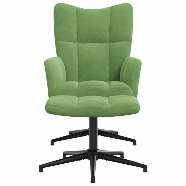 Relaxsessel mit Hocker Hellgrün Samt