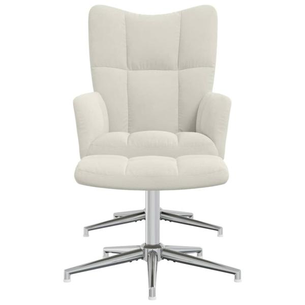 Relaxsessel mit Hocker Cremeweiß Samt