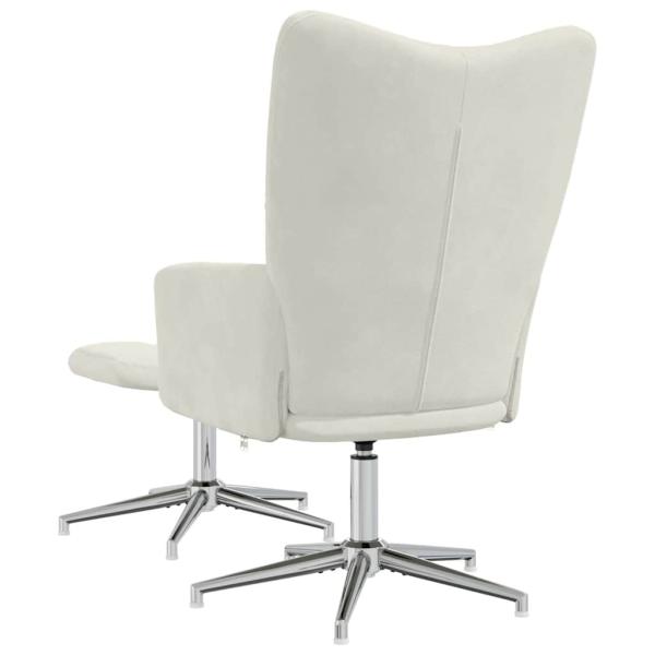 Relaxsessel mit Hocker Cremeweiß Samt