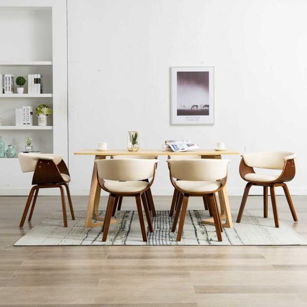 ARDEBO.de - Esszimmerstühle 6 Stk. Creme Bugholz und Kunstleder