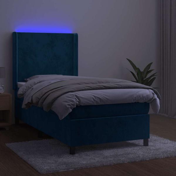 Boxspringbett mit Matratze & LED Dunkelblau 80x200 cm Samt