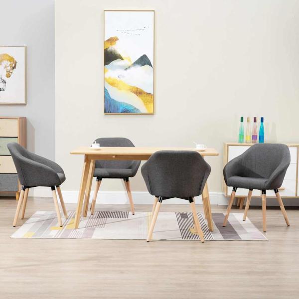 ARDEBO.de - Esszimmerstühle 4 Stk. Dunkelgrau Stoff