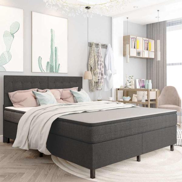 ARDEBO.de - Boxspringbett Dunkelgrau Stoff 160x200 cm