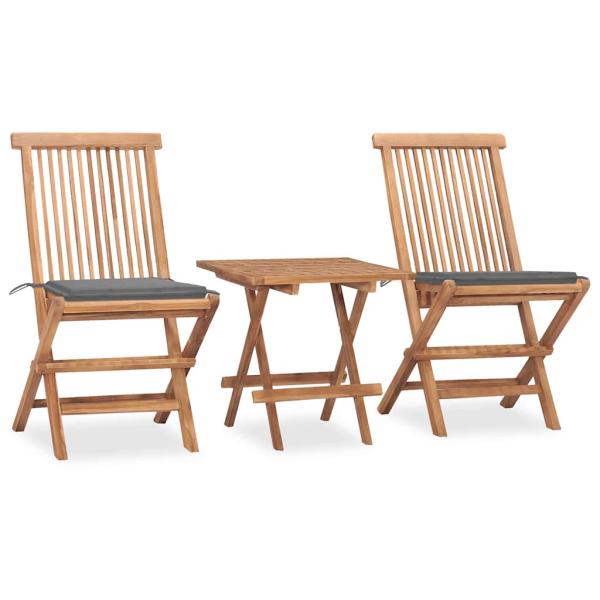 ARDEBO.de - 3-tlg. Garten-Essgruppe mit Kissen Klappbar Massivholz Teak