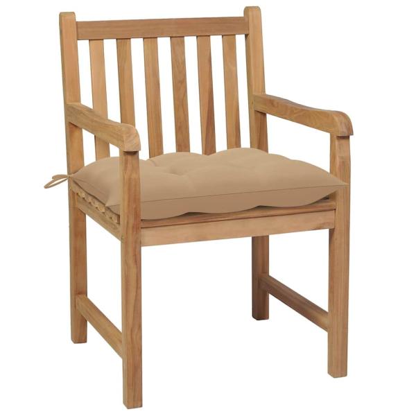 Gartenst?hle 4 Stk. mit Beigen Kissen Massivholz Teak