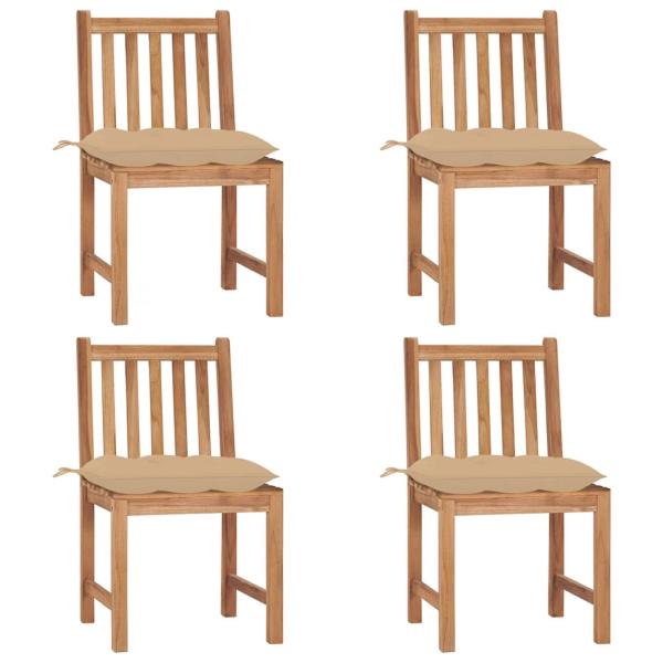 ARDEBO.de - Gartenstühle 4 Stk. mit Kissen Massivholz Teak