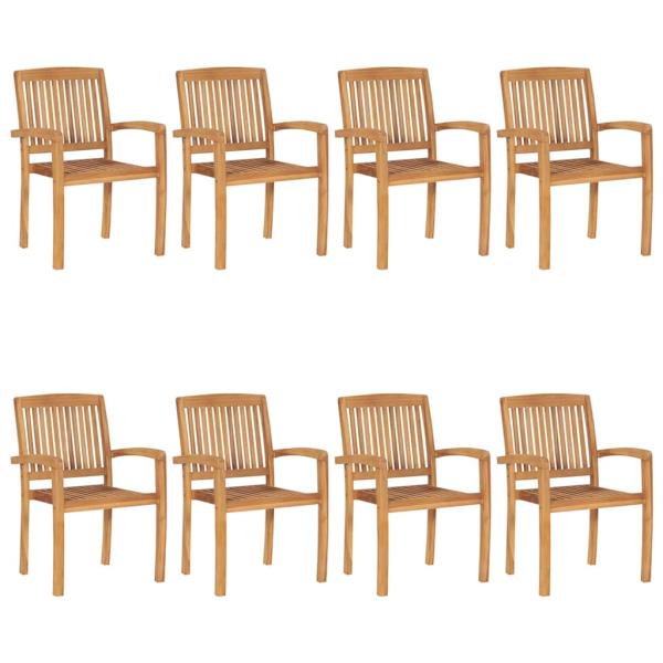 Stapelbare Gartenst?hle mit Kissen 8 Stk. Massivholz Teak