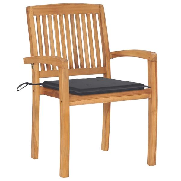 Stapelbare Gartenst?hle mit Kissen 8 Stk. Massivholz Teak