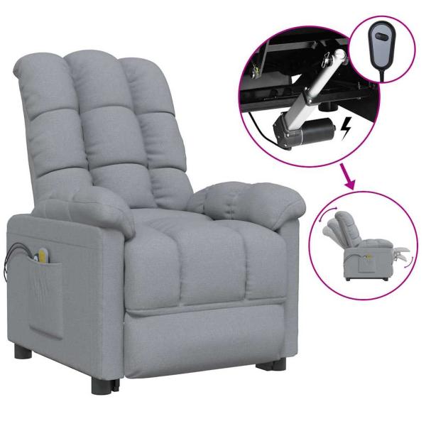 Massagesessel Elektrisch Hellgrau Stoff