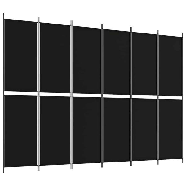 6-tlg. Paravent Schwarz 300x220 cm Stoff