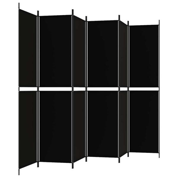 6-tlg. Paravent Schwarz 300x220 cm Stoff