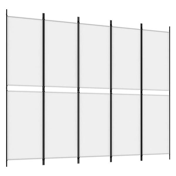 5-tlg. Paravent Weiß 250x200 cm Stoff