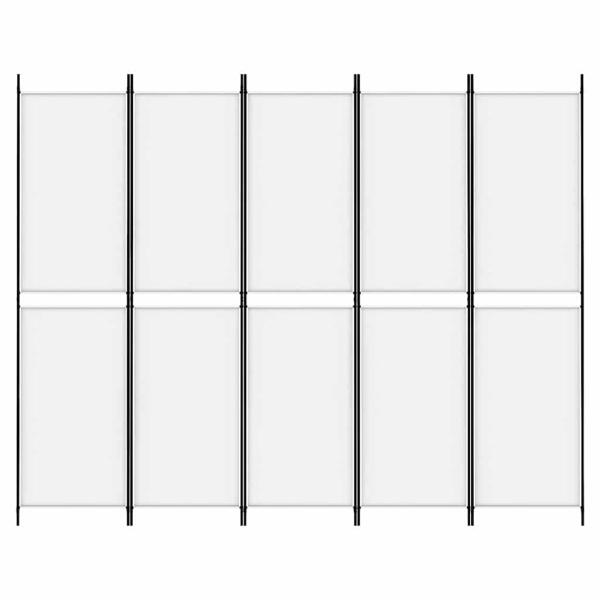 5-tlg. Paravent Weiß 250x200 cm Stoff