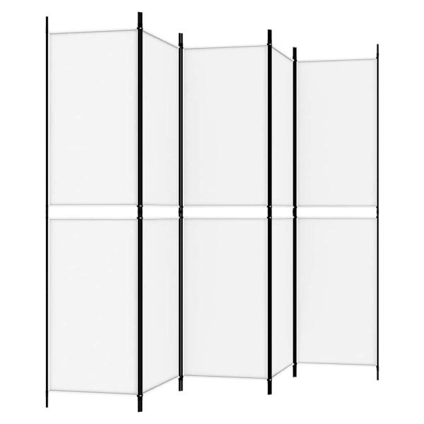 5-tlg. Paravent Weiß 250x200 cm Stoff